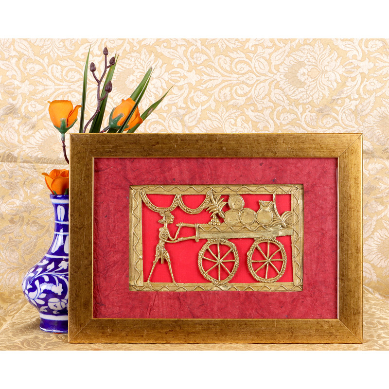 Handicraft Assorted Dhokra 8 X5 Inch with Mount Leaf Mount Panel 12.5 X9.5 Inch 