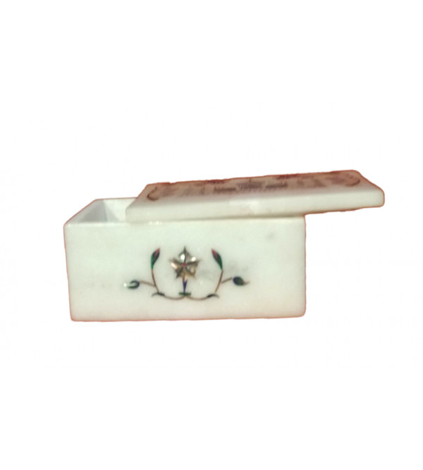 Marble Box With Semi Precious Stone Inlay Work Size 4x3 Inch