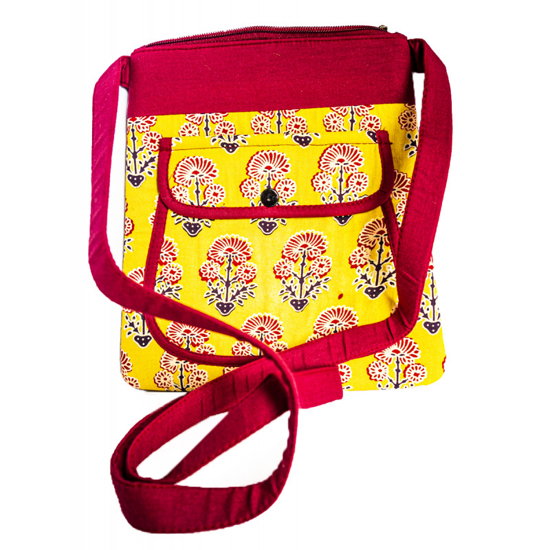 CCIC Cotton Sling Bag With  Assorted Designs And Colors Size 22x24 Cm