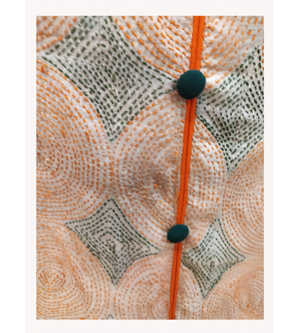 Handwoven Kantha Embroidery Silk long Kurtis
