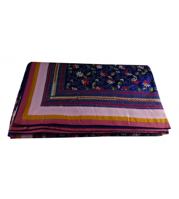 Bed Cover Silk Embroidery Kantha  Size 90x108 Inch  