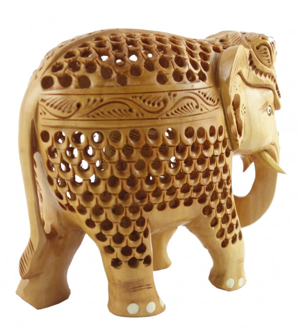 HANDICRAFT KADAM WOOD ELEPHANT UNDERCUT 3 INCH