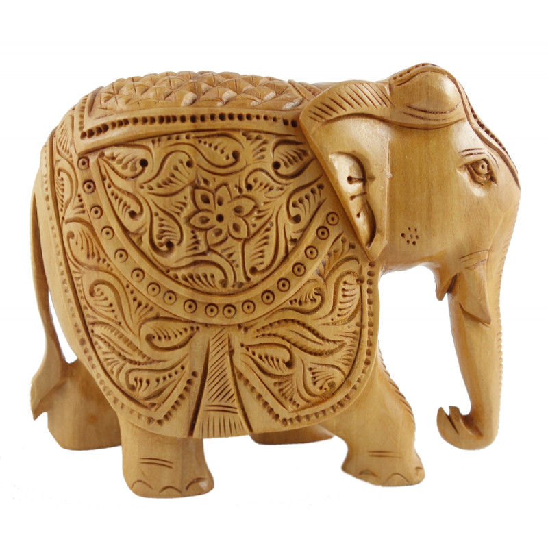 HANDICRAFT KADAM WOOD ELEPHANT CARVED 3 INCH 