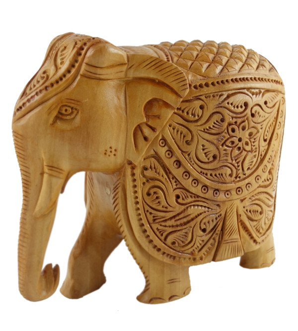 HANDICRAFT KADAM WOOD ELEPHANT CARVED 3 INCH 