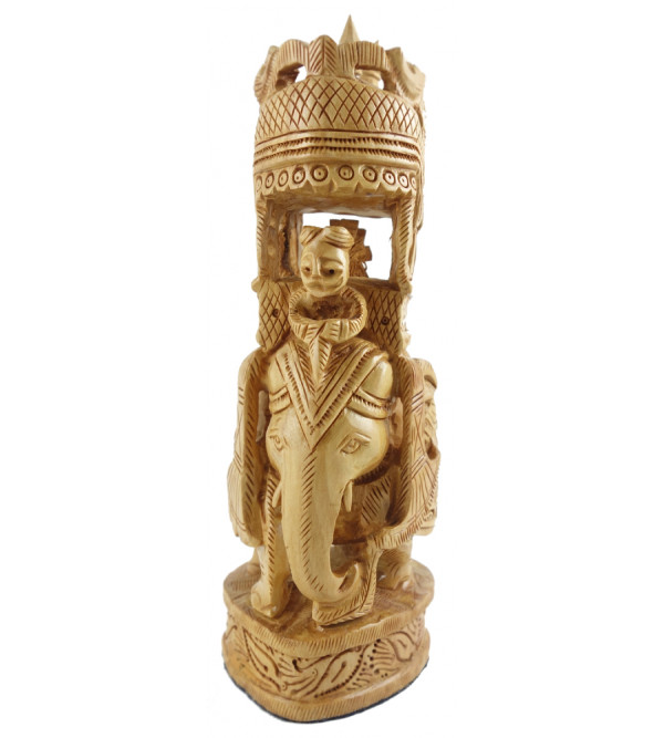 HANDICRAFT AMBARI CARVED ROUND KADAM WOOD 8 INCH