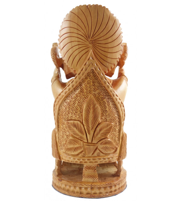 HANDICRAFT GANESH OPEN  CARVED KADAM WOOD 8 INCH