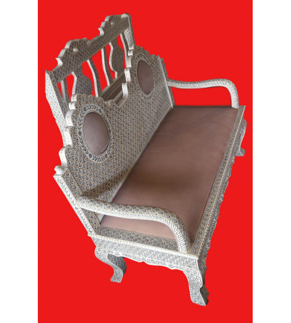 Two Seater Camel Bone Embedded Sofa Handcrafted In Wood Size 51X22X38 Inches