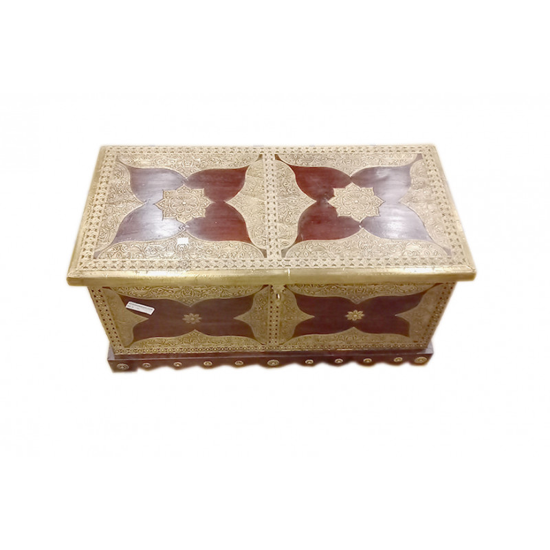 Box With Brass Patra Work Handcrafted In Mango Wood Size 33X16 Inches