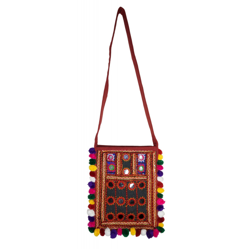Handcrafted Sling Bag With Aari Sitara Work Size 12x10 Inch