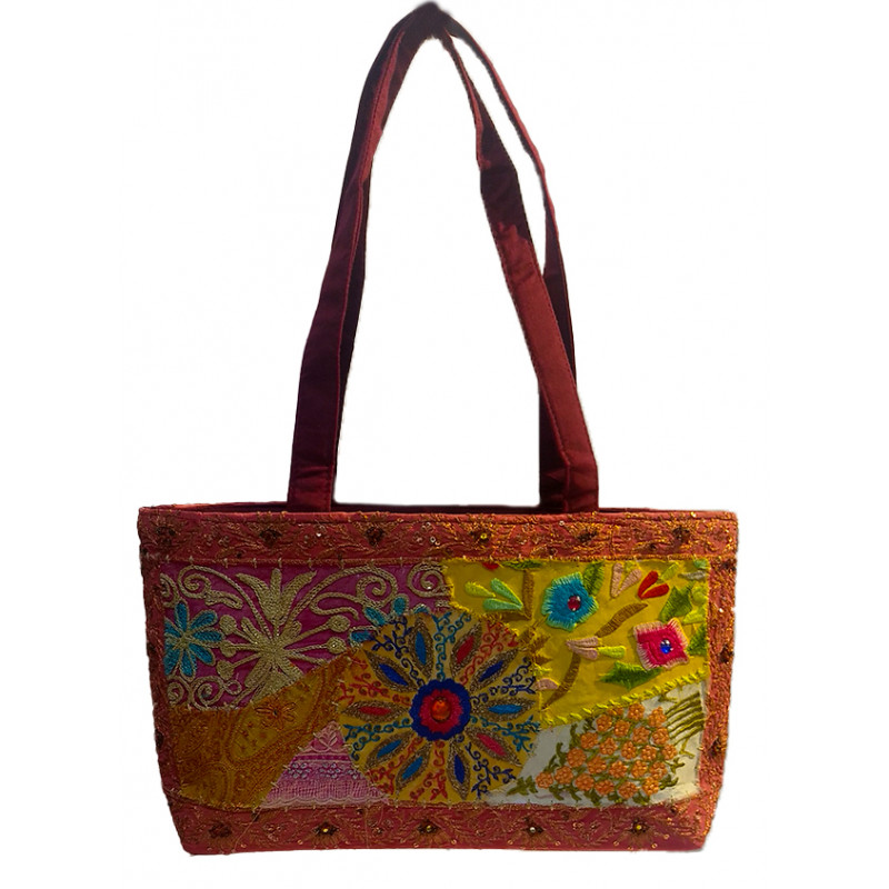 CCIC Cotton Shoulder Bag With Embroidery Work Size 13x8 Inch