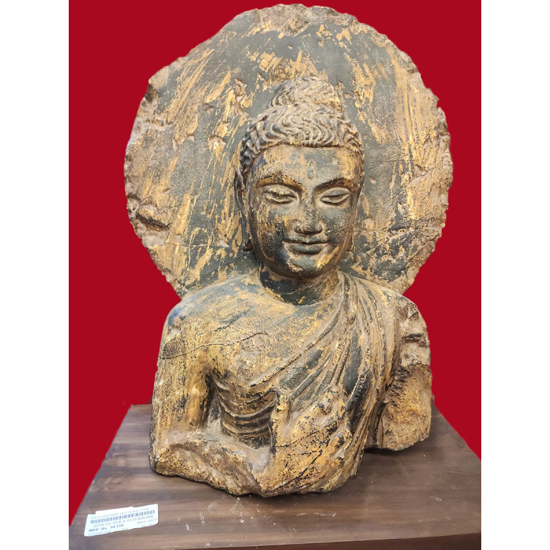 18X14 GANDHARA  BUST BLACK STONE