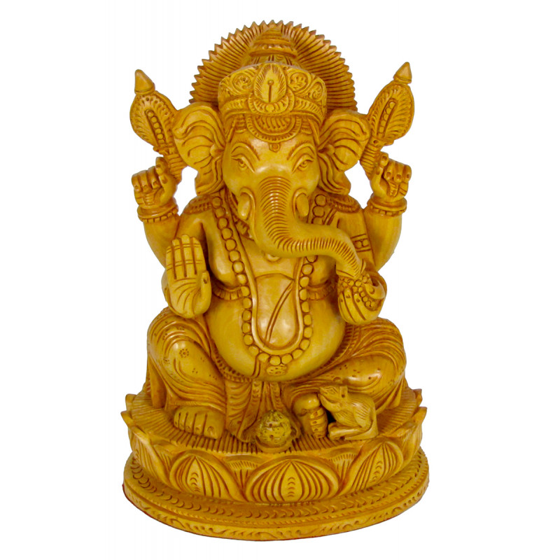 Kadamb Wood Carved Lord Ganesha Size 8 Inch
