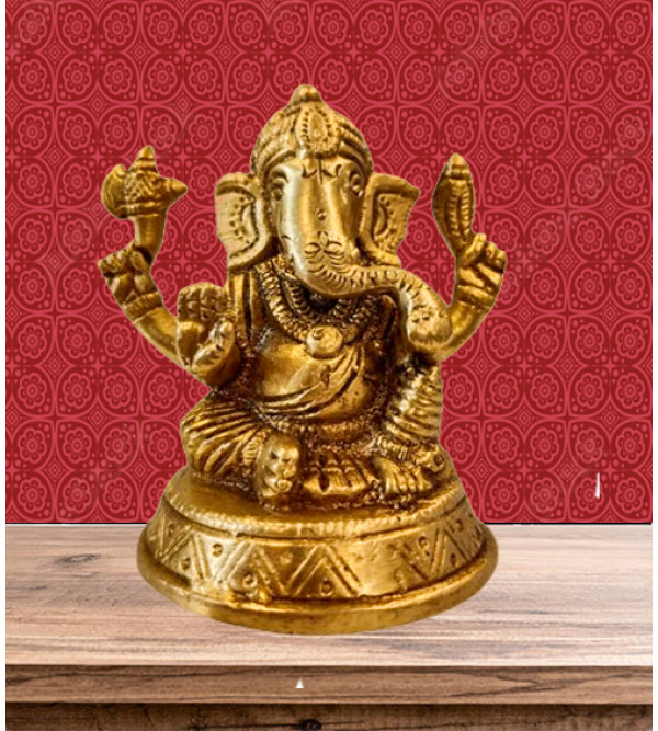 Cottage Brass Ganesh Round Base Small