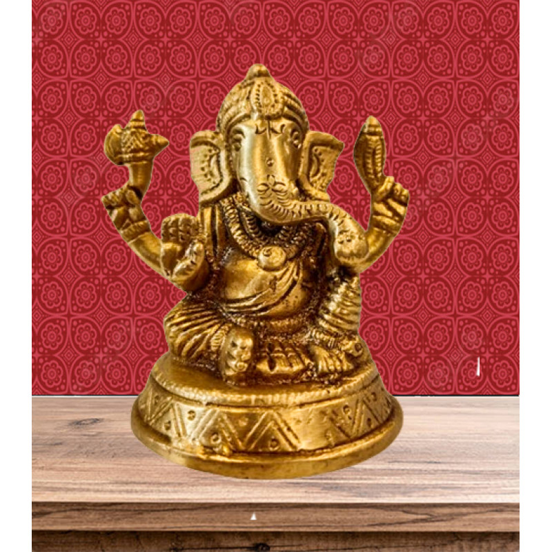 Cottage Brass Ganesh Round Base Small