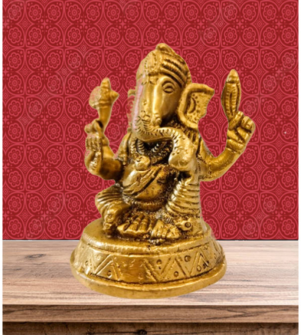 Cottage Brass Ganesh Round Base Small