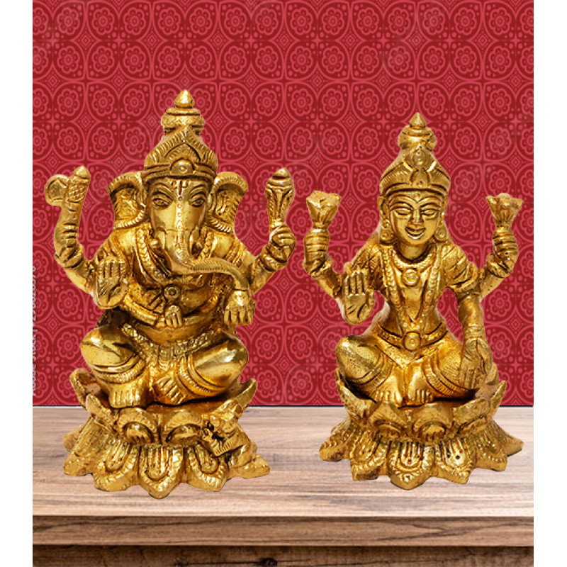 Cottage  Brass Kamal Base Laxmi Ganesh Sf