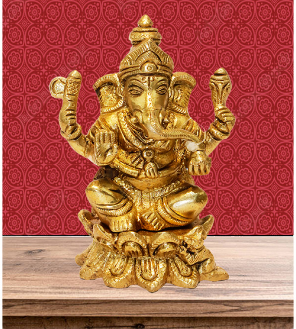 Cottage  Brass Kamal Base Laxmi Ganesh Sf