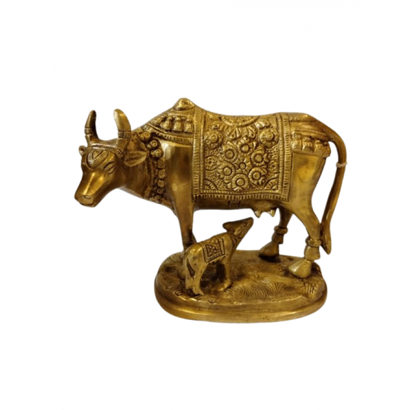 COW AND CALF 4.5 INCH Brass Home Decor