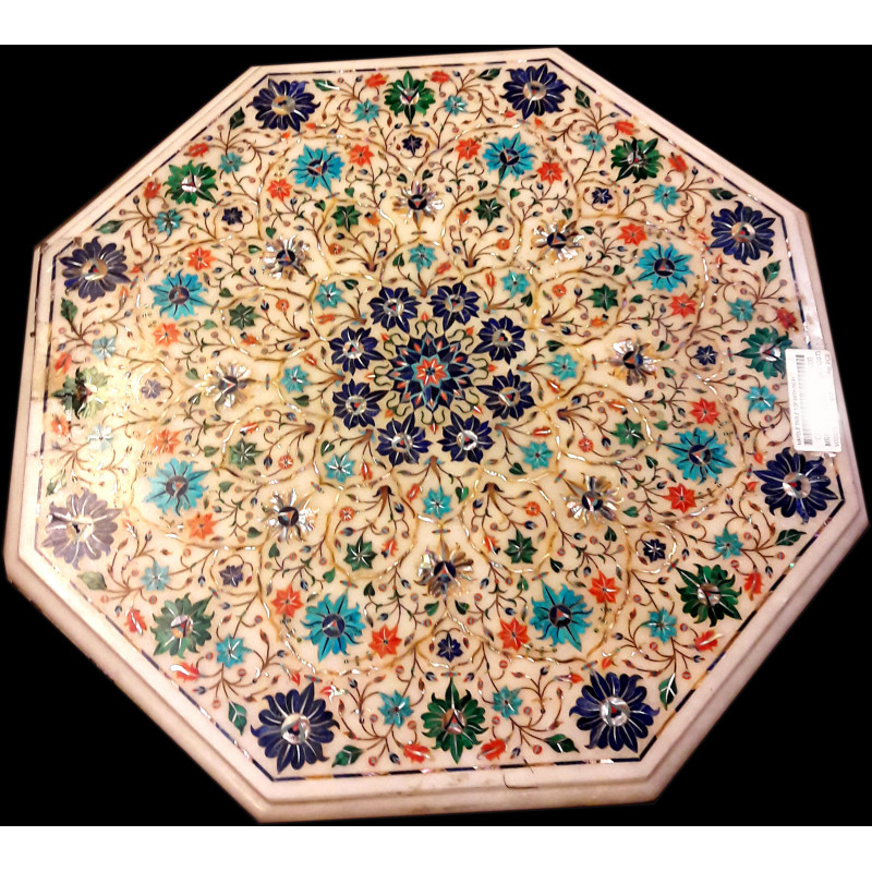 Marble Table Top with  Inlay Semi Precious Stone
