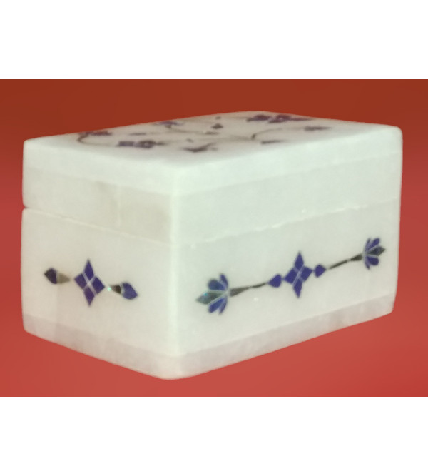 Alabaster Box With Semi Precious Stone Inlay Work Size 3x2 Inch