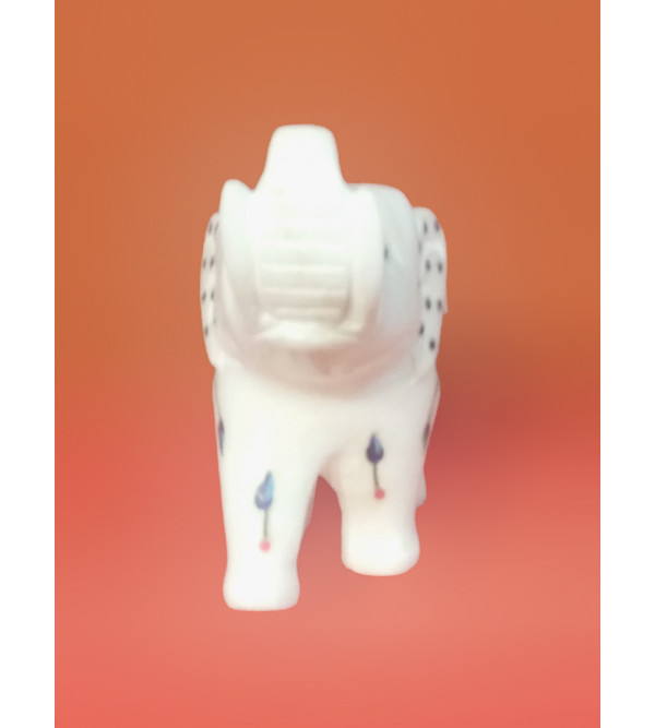 Alabaster Elephant With Semi Precious Stone Inlay Work Size 4 Inch