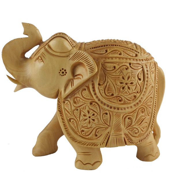 KADAM WOOD ELEPHANT CARVED 3 INCH 