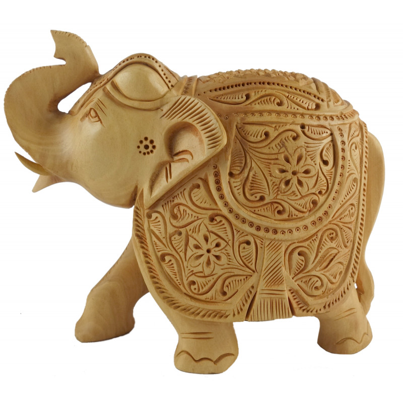 KADAM WOOD ELEPHANT CARVED 3 INCH 