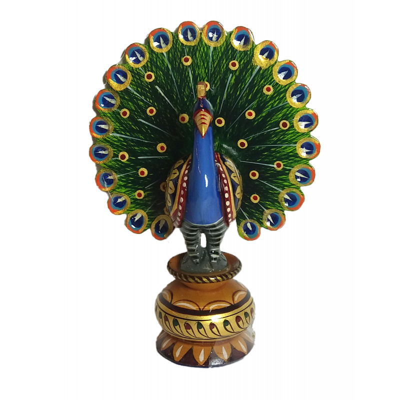 Kadamba Wood Handcrafted and Hand Painted Peacock