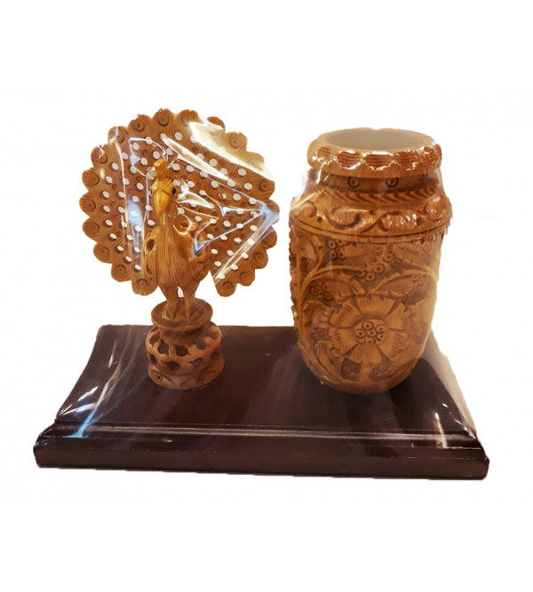 Kadamba Wood Handcrafted Carved Decorative Pen Stand