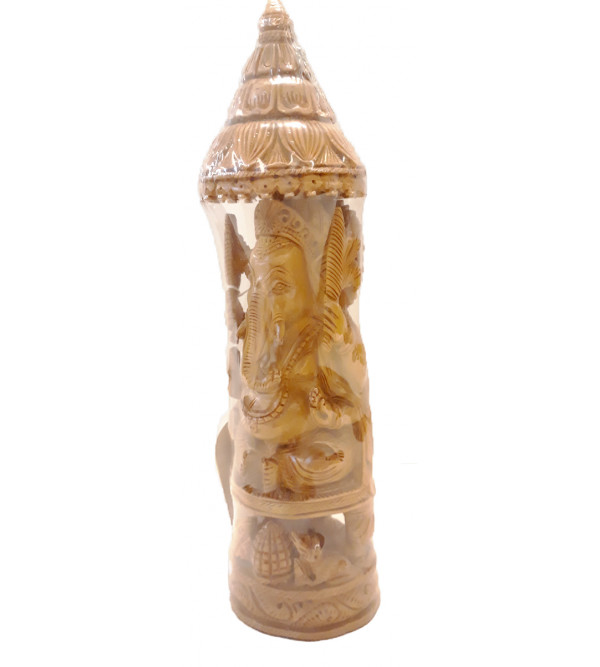 Sandalwood Handcrafted Carved Lord Ganesha Figure with  Chhatra
