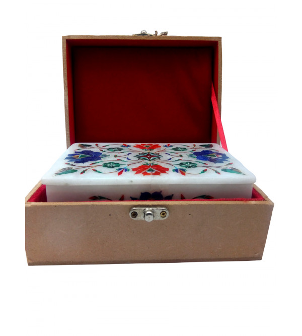 Marble Box With Semi Precious Stone Inlay Work Size 6x4 Inch