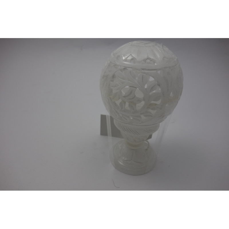 Alabaster stone Ball with jali work on stand
