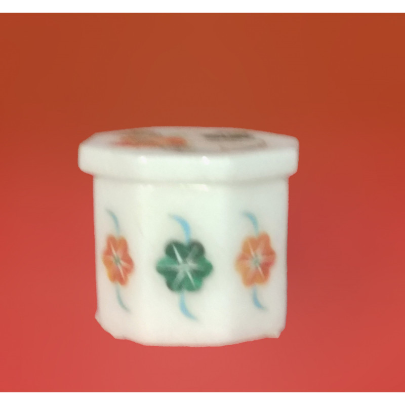 Marble Box With Semi Precious Stone Inlay Work Size 2 Inch