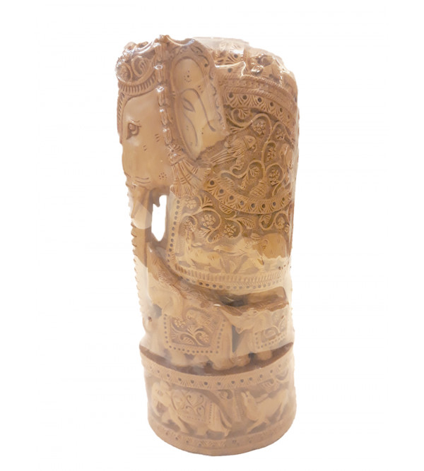 Sandalwood Handcrafted Carved Elephant with Baby Elephant