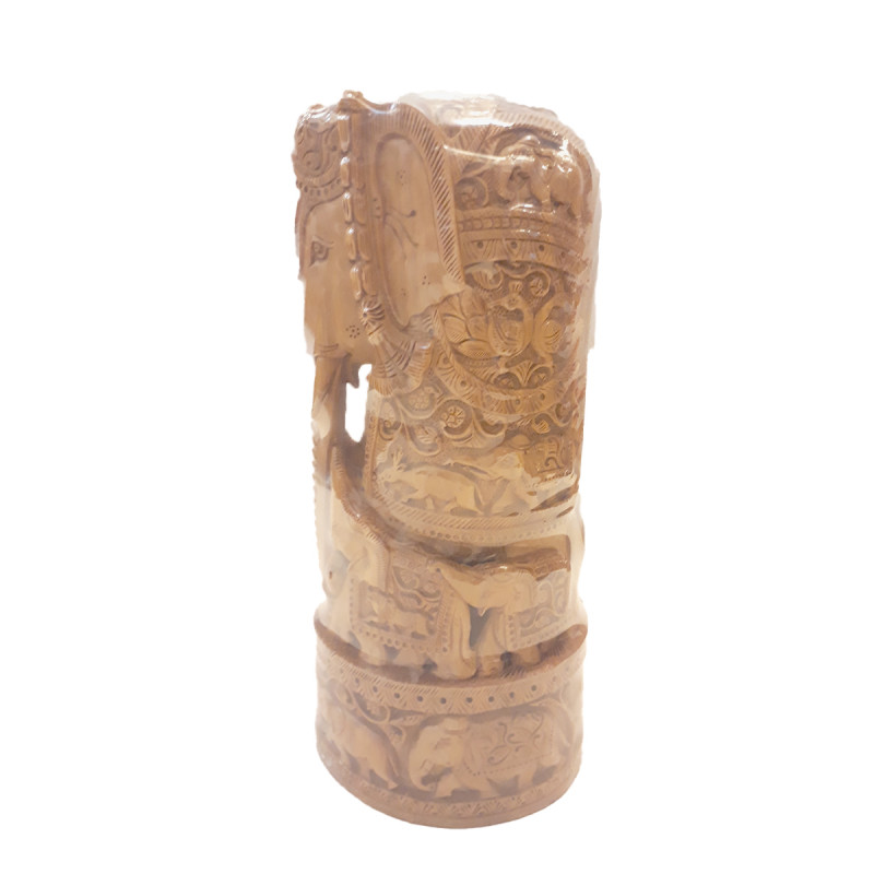 Sandalwood Handcrafted Carved Elephant with Baby Elephant