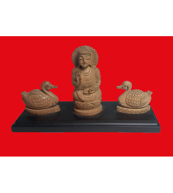 Wooden Gift Set of Lord Buddha surrounded by Swans