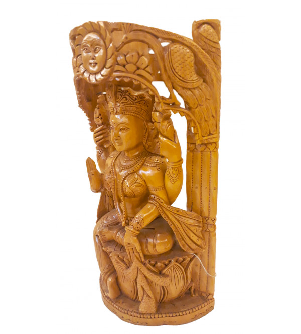 Kadamba wood Handcrafted Carved Goddess Laxmi Figure