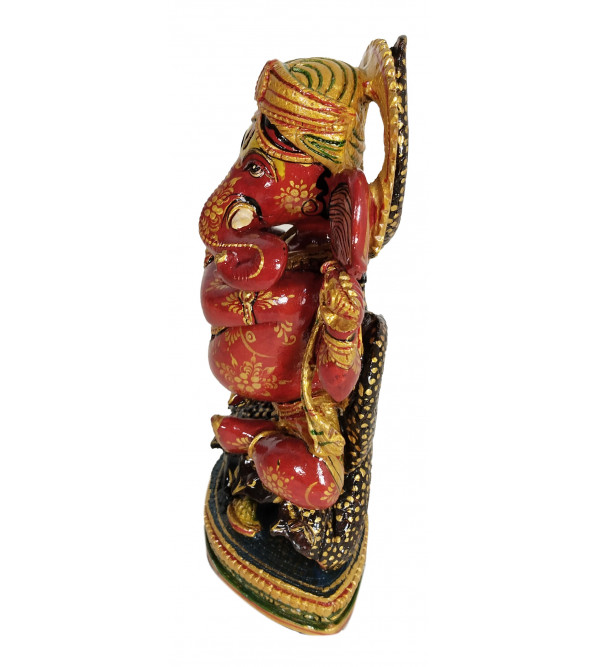 Ganesha Painted Kadam Wood 8 Inch 