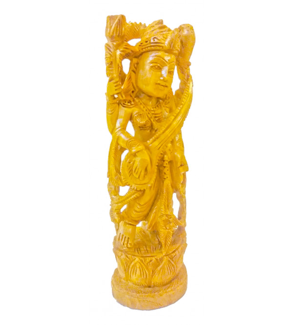 Kadamba Wood Handcrafted Figure of Goddess Saraswati