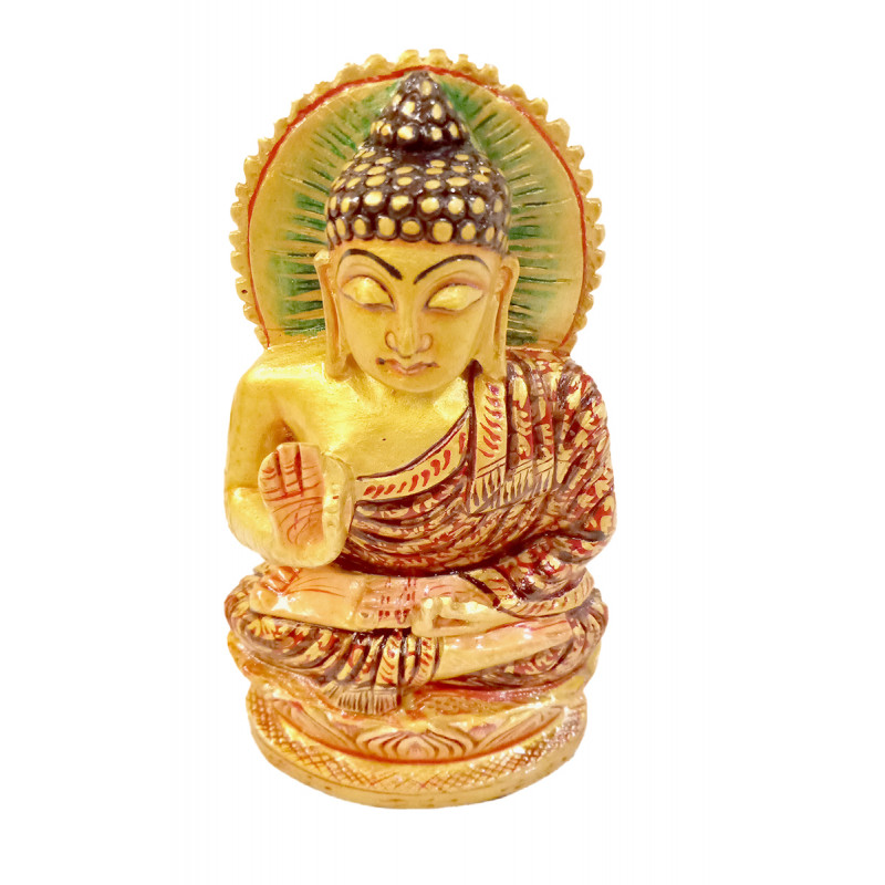 Kadamba wood Handcrafted and Hand painted Figure of Lord Buddha