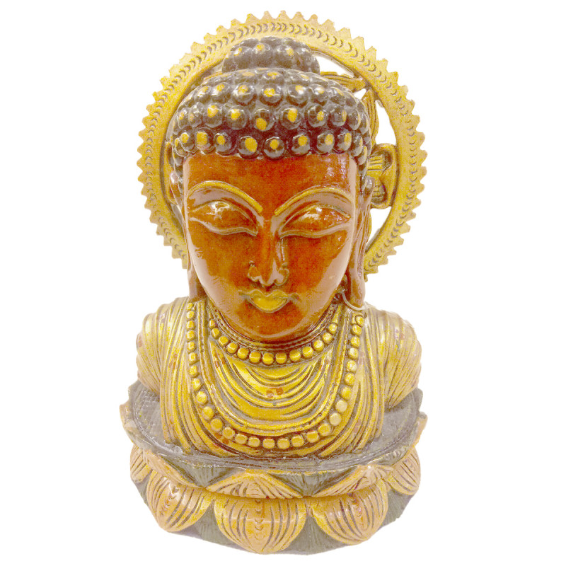 Kadamba wood Handcrafted and Hand painted Bust of Lord Buddha