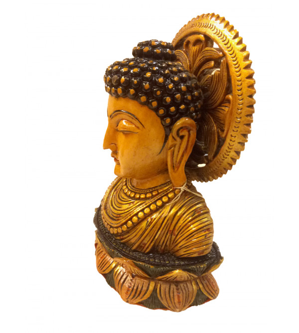 Kadamba wood Handcrafted and Hand painted Bust of Lord Buddha
