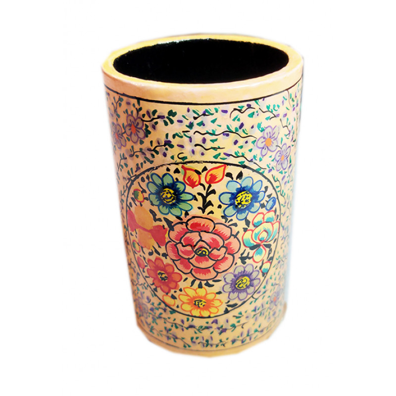 Paper Mache Pen Holder – Round, 4 Inch (Assorted Colours & Design)