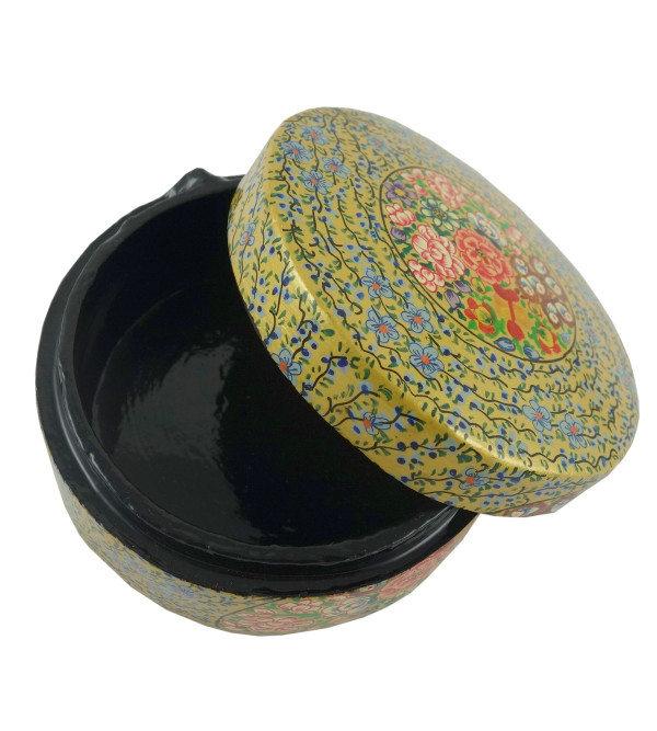 PAPER MACHE ROUND BOX 4 INCH ASSORTED COLOR AND DESIGNS 