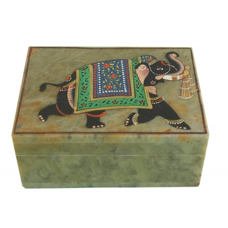 HANDICRAFT SOFT STONE PAINTED BOX  3X4 INCH