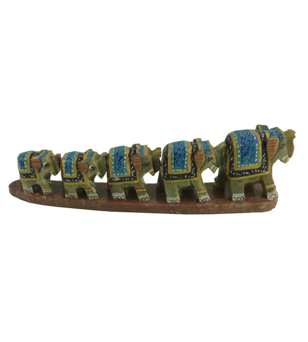 HANDICRAFT SOFT STONE PAINTED 5 ROW ELEPHANT 