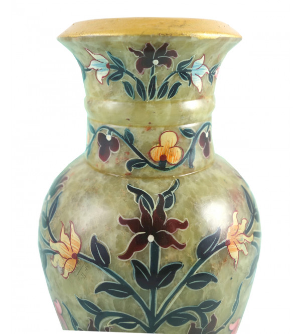 HANDICRAFT SOFT STONE FLOWER VASE PAINTED 6 INCH