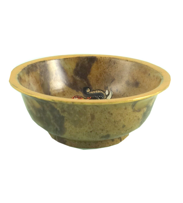 HANDICRAFT SOFT STONE PAINTED BOWL 4 INCH 