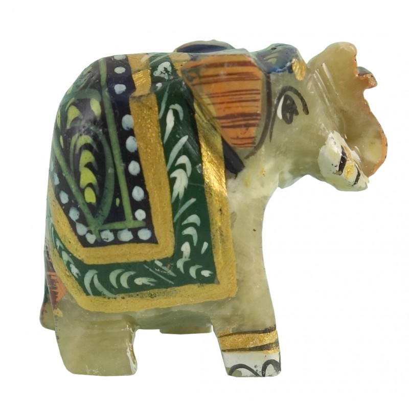 HANDICRAFT SOFT STONE PAINTED ELEPHANT 1 INCH 