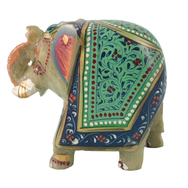 HANDICRAFT SOFT STONE PAINTED ELEPHANT 3 INCH